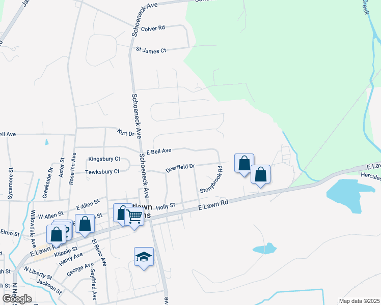 map of restaurants, bars, coffee shops, grocery stores, and more near 445 East Beil Avenue in Nazareth