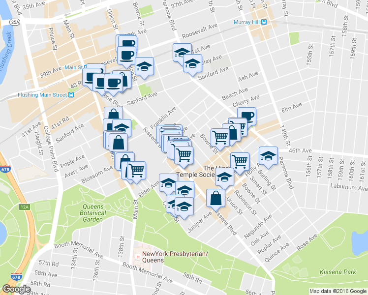 map of restaurants, bars, coffee shops, grocery stores, and more near 141-20 Cherry Avenue in Queens
