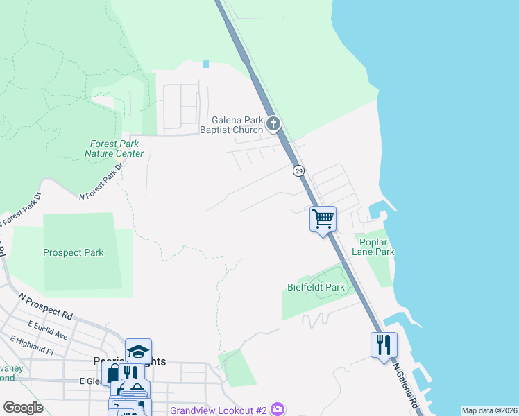map of restaurants, bars, coffee shops, grocery stores, and more near 1725 East Saint Jude Court in Peoria Heights
