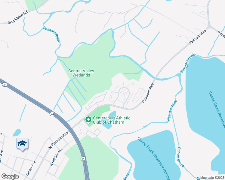 map of restaurants, bars, coffee shops, grocery stores, and more near 1208 Sun Valley Way in Florham Park