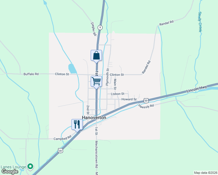 map of restaurants, bars, coffee shops, grocery stores, and more near 10091 Plymouth Street in Hanoverton
