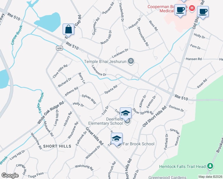 map of restaurants, bars, coffee shops, grocery stores, and more near 8 Robbins Lane in Essex County