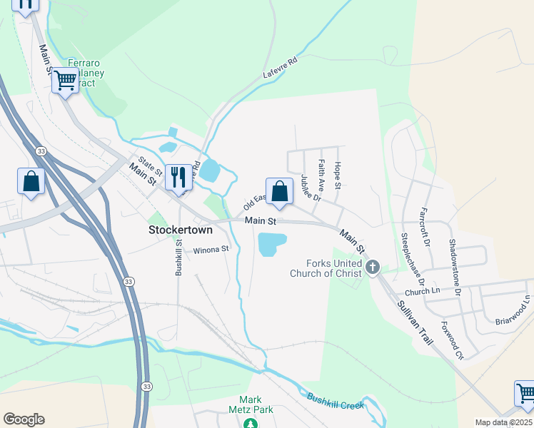 map of restaurants, bars, coffee shops, grocery stores, and more near 79 Main Street in West Easton