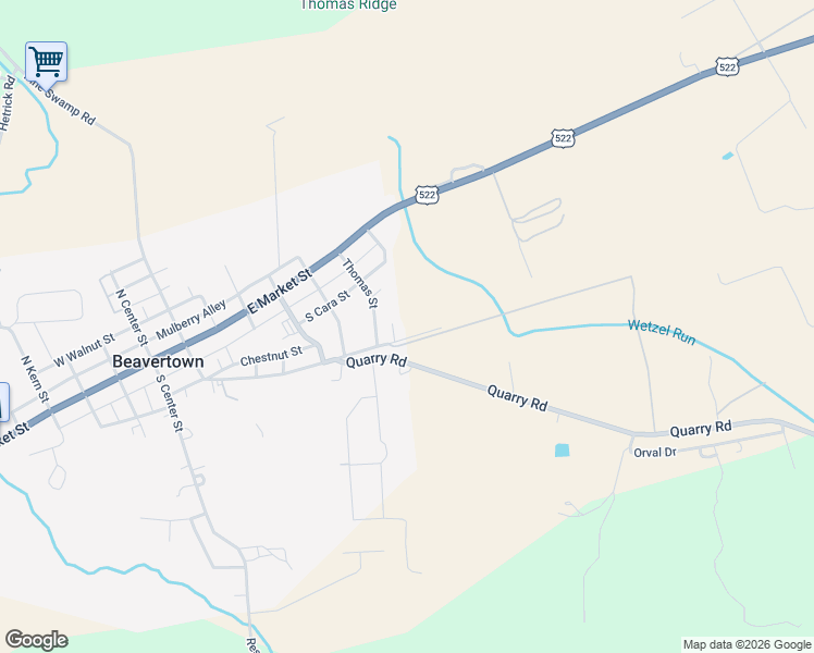 map of restaurants, bars, coffee shops, grocery stores, and more near 627 S Sassafras St in Beavertown