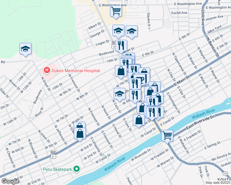 map of restaurants, bars, coffee shops, grocery stores, and more near 80 West 6th Street in Peru