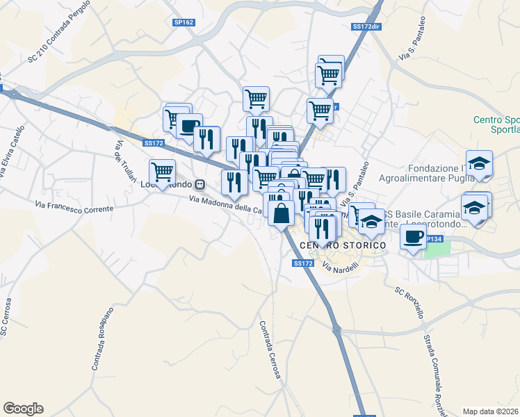 map of restaurants, bars, coffee shops, grocery stores, and more near 20 Via Madonna della Catena in Locorotondo