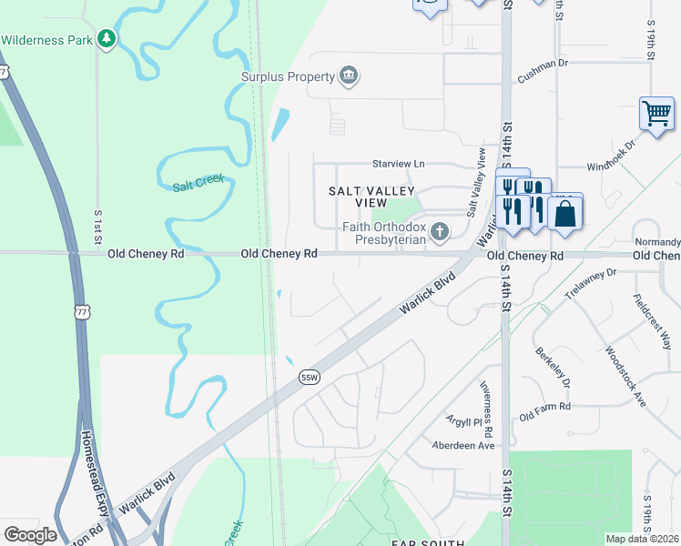 map of restaurants, bars, coffee shops, grocery stores, and more near 5730 Limestone Road in Lincoln