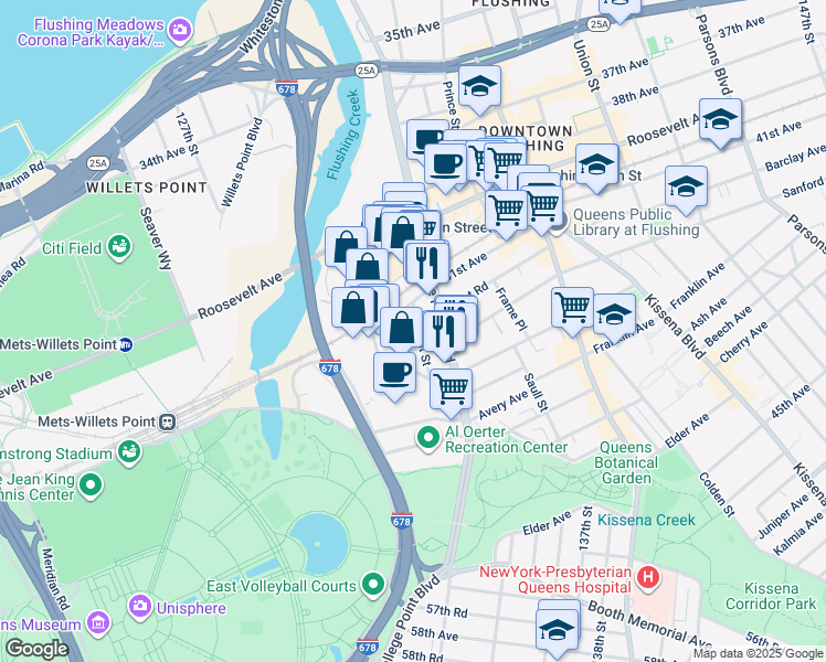 map of restaurants, bars, coffee shops, grocery stores, and more near 41-28 Haight Street in Queens