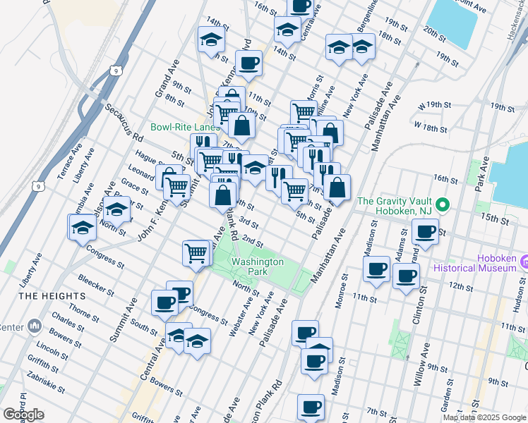 map of restaurants, bars, coffee shops, grocery stores, and more near 513 4th Street in Union City