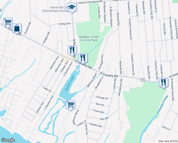 map of restaurants, bars, coffee shops, grocery stores, and more near 1 Union Avenue in East Patchogue