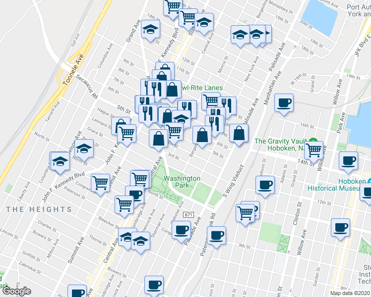 map of restaurants, bars, coffee shops, grocery stores, and more near 515 4th Street in Union City