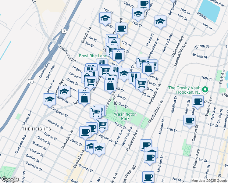 map of restaurants, bars, coffee shops, grocery stores, and more near in Union City