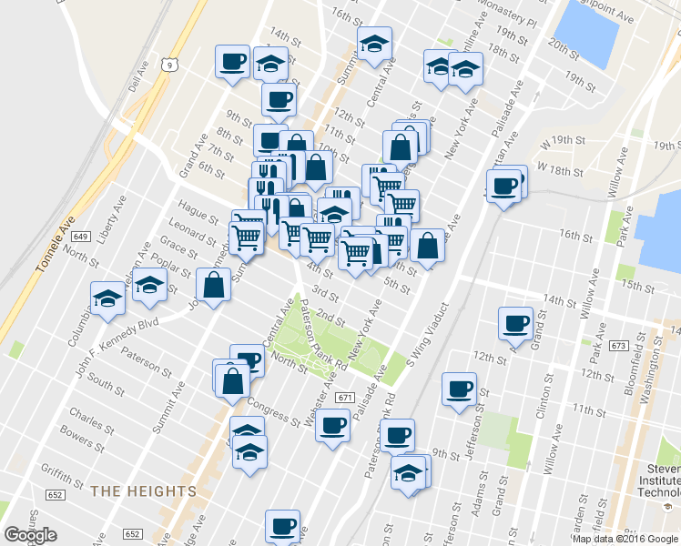 map of restaurants, bars, coffee shops, grocery stores, and more near 515 4th Street in Union City