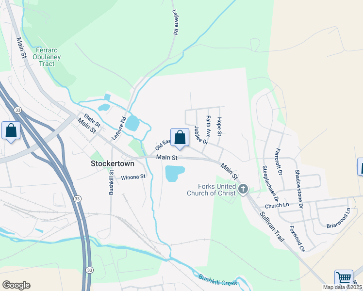 map of restaurants, bars, coffee shops, grocery stores, and more near 211 Old Easton Road in Easton