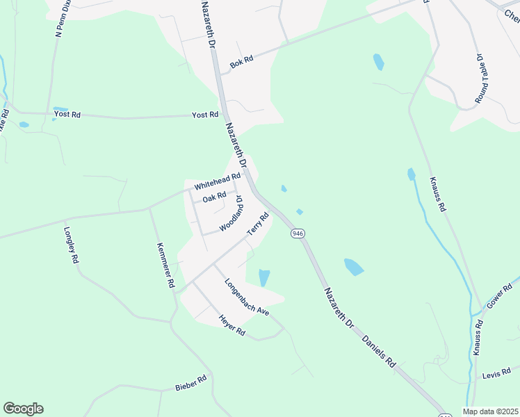 map of restaurants, bars, coffee shops, grocery stores, and more near 2120 Terry Road in Nazareth
