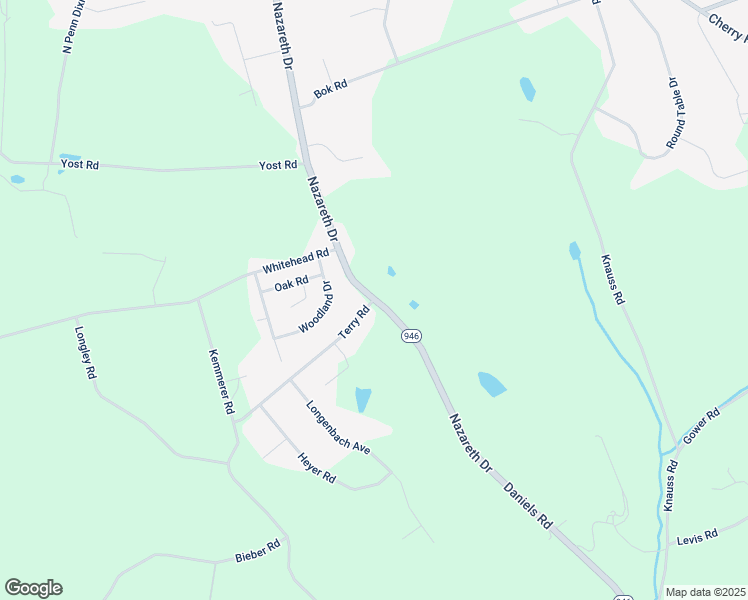 map of restaurants, bars, coffee shops, grocery stores, and more near 2120 Terry Road in Nazareth
