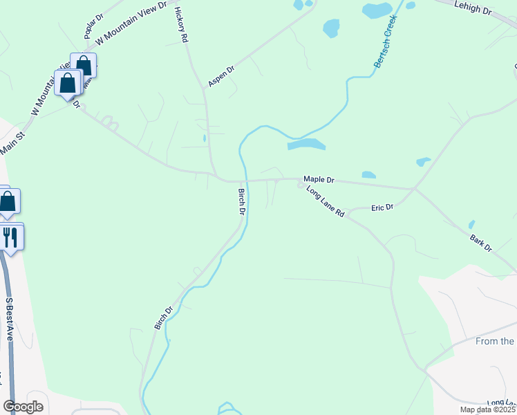 map of restaurants, bars, coffee shops, grocery stores, and more near 766 Birch Drive in Walnutport