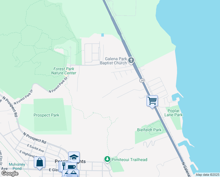 map of restaurants, bars, coffee shops, grocery stores, and more near 1605a East Terrace View Lane in Peoria Heights