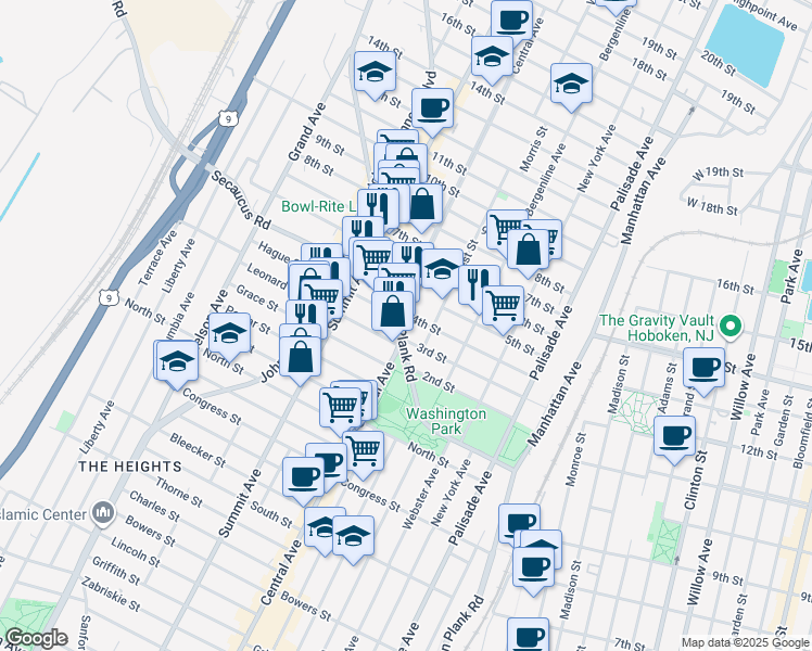 map of restaurants, bars, coffee shops, grocery stores, and more near in Union City