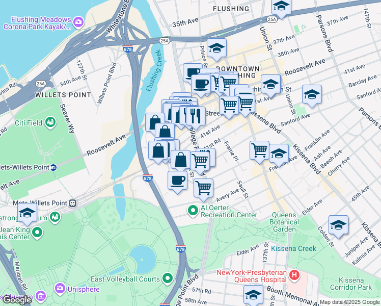 map of restaurants, bars, coffee shops, grocery stores, and more near 41-28 Haight Street in Queens