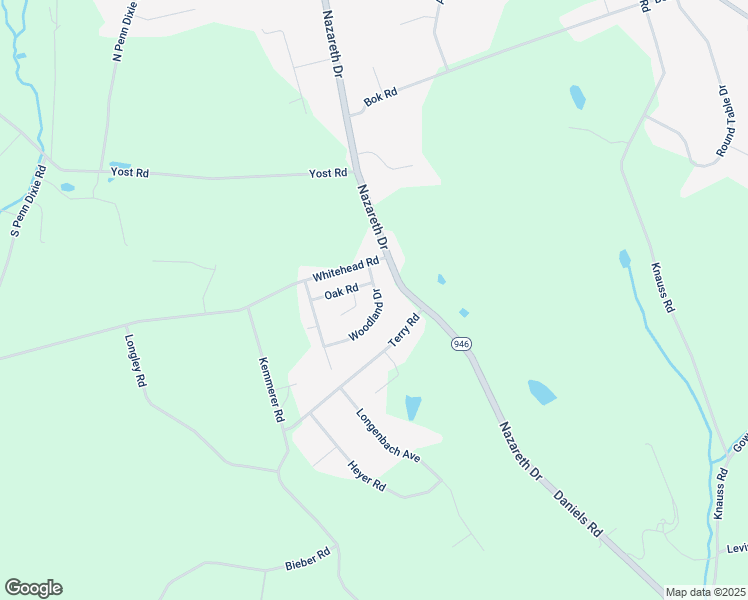 map of restaurants, bars, coffee shops, grocery stores, and more near 235 Woodland Drive in Nazareth