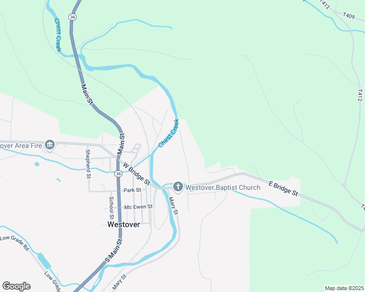 map of restaurants, bars, coffee shops, grocery stores, and more near Chest Street in Westover