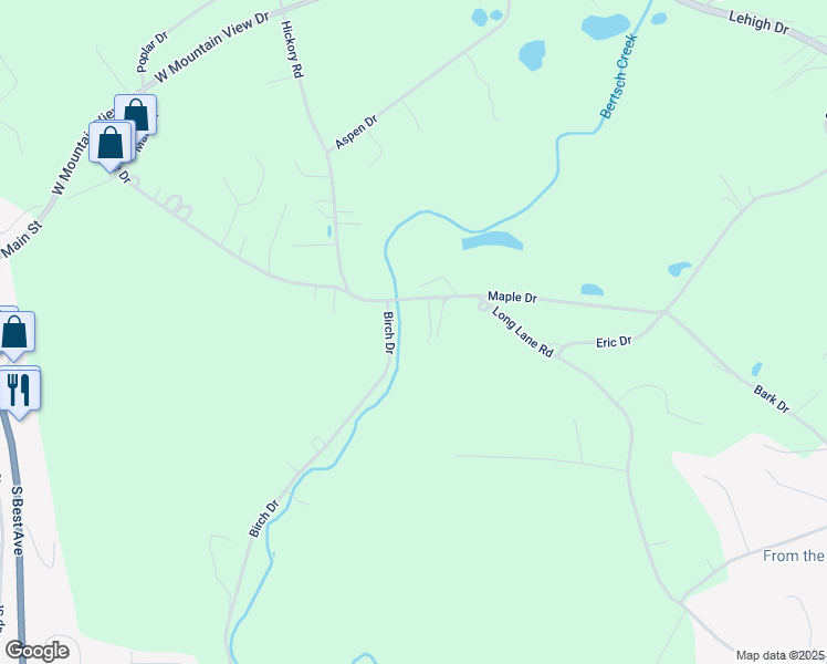 map of restaurants, bars, coffee shops, grocery stores, and more near 766 Birch Drive in Walnutport