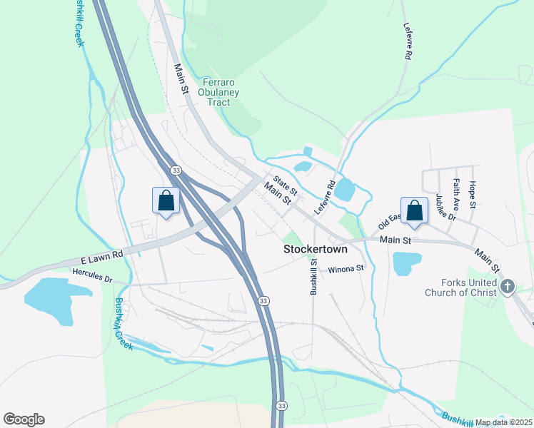 map of restaurants, bars, coffee shops, grocery stores, and more near 205 Lincoln Avenue in Easton