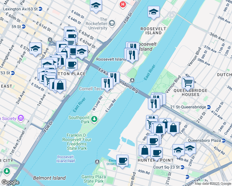 map of restaurants, bars, coffee shops, grocery stores, and more near in New York