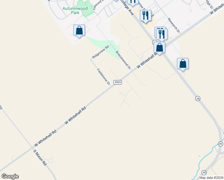 map of restaurants, bars, coffee shops, grocery stores, and more near 2276 Corl Circle in State College