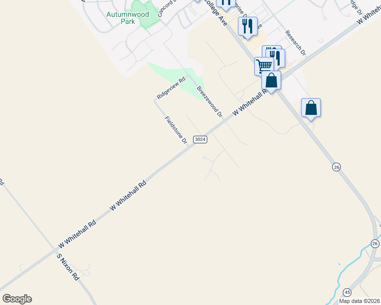 map of restaurants, bars, coffee shops, grocery stores, and more near 2276 Corl Circle in State College