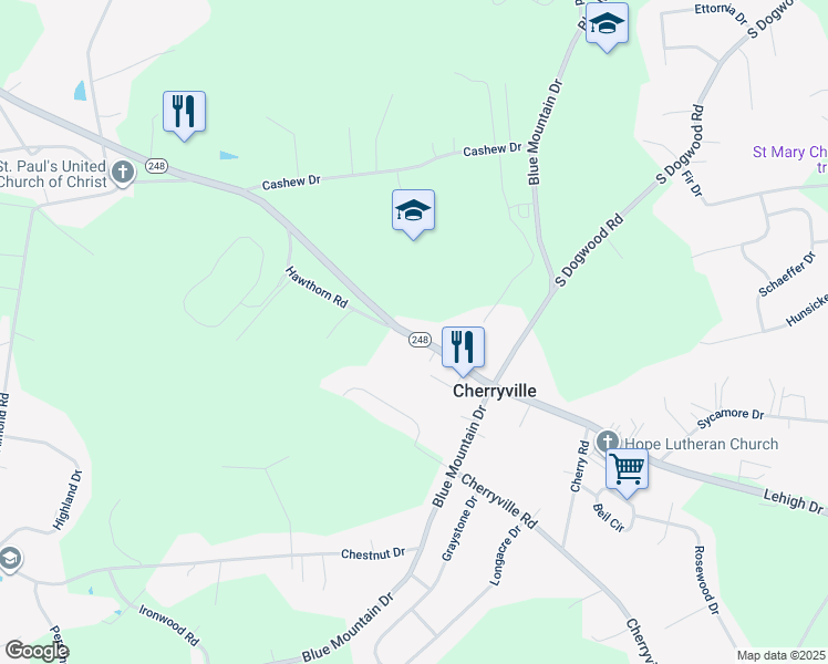 map of restaurants, bars, coffee shops, grocery stores, and more near 4234 Lehigh Drive in Walnutport