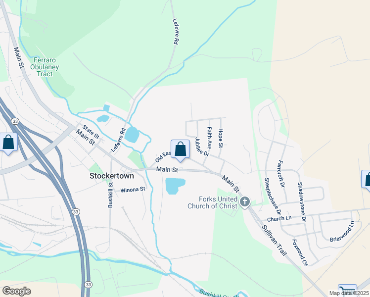 map of restaurants, bars, coffee shops, grocery stores, and more near 212 Old Easton Road in Easton