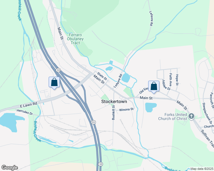 map of restaurants, bars, coffee shops, grocery stores, and more near 3 Werkheiser Avenue in Stockertown