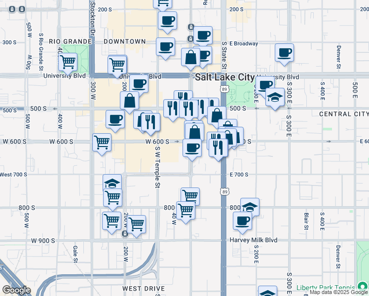 map of restaurants, bars, coffee shops, grocery stores, and more near 1 Utah 269 in Salt Lake City
