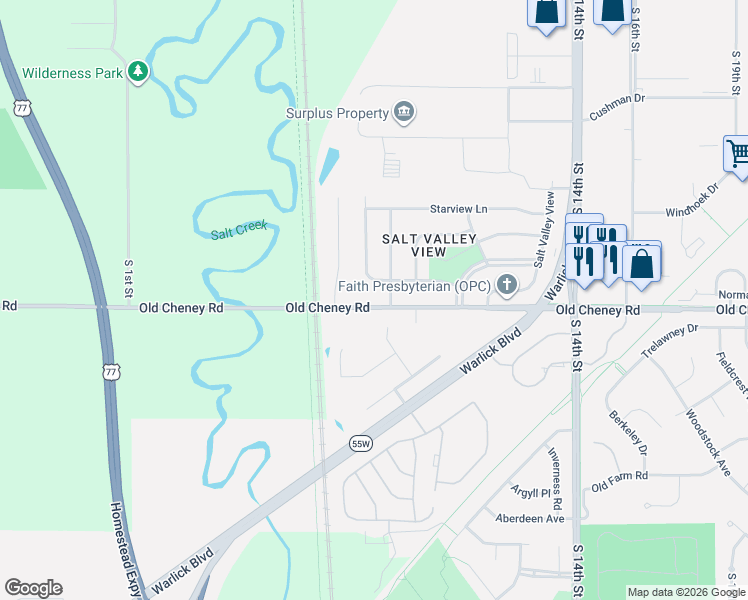map of restaurants, bars, coffee shops, grocery stores, and more near 5535 Wilderness View in Lincoln