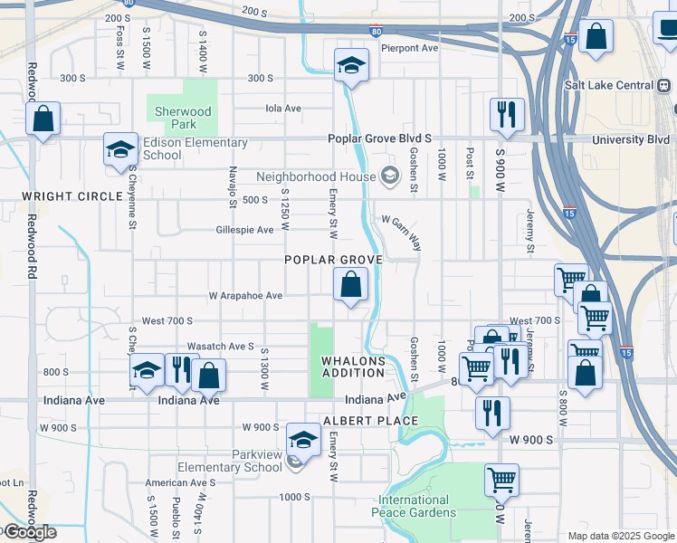 map of restaurants, bars, coffee shops, grocery stores, and more near in Salt Lake City