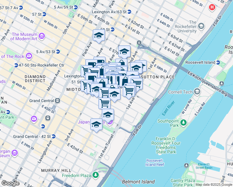 map of restaurants, bars, coffee shops, grocery stores, and more near in New York