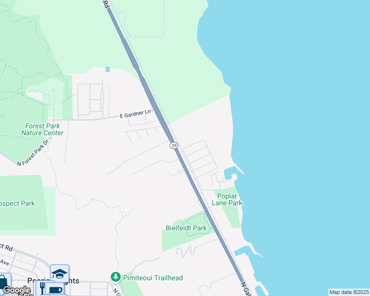 map of restaurants, bars, coffee shops, grocery stores, and more near 2006 East Cardinal Court in Peoria Heights