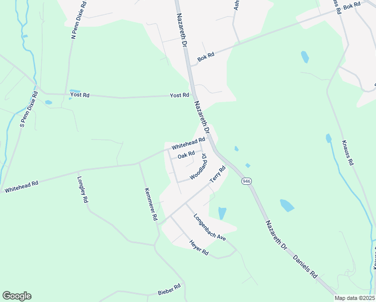map of restaurants, bars, coffee shops, grocery stores, and more near 2141 Whitehead Road in Nazareth