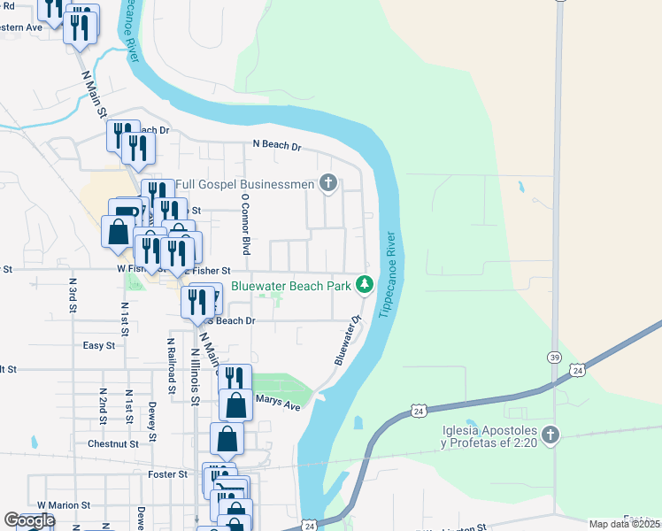map of restaurants, bars, coffee shops, grocery stores, and more near 901 Quentin Court in Monticello