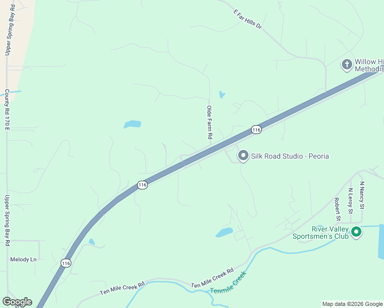 map of restaurants, bars, coffee shops, grocery stores, and more near Parkway Drive in Woodford County