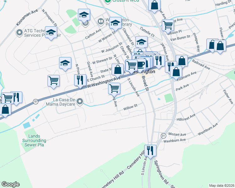 map of restaurants, bars, coffee shops, grocery stores, and more near 51 Cornish Street in Washington