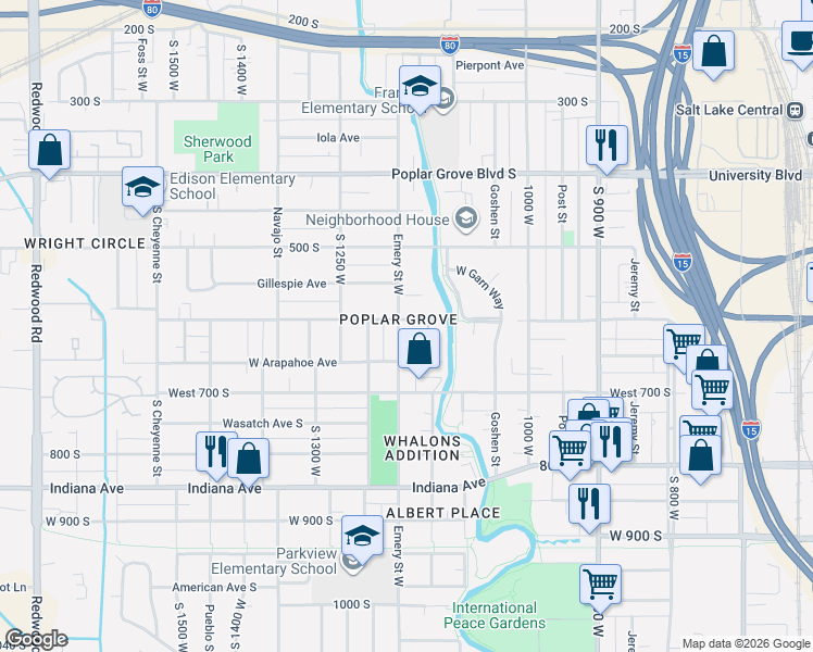 map of restaurants, bars, coffee shops, grocery stores, and more near in Salt Lake City
