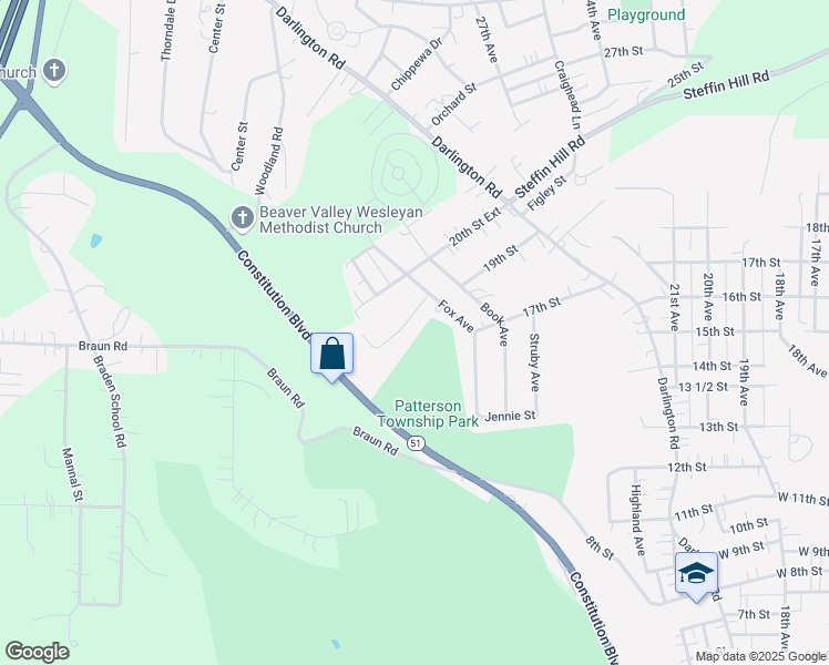 map of restaurants, bars, coffee shops, grocery stores, and more near 5 Ray Street in Beaver Falls