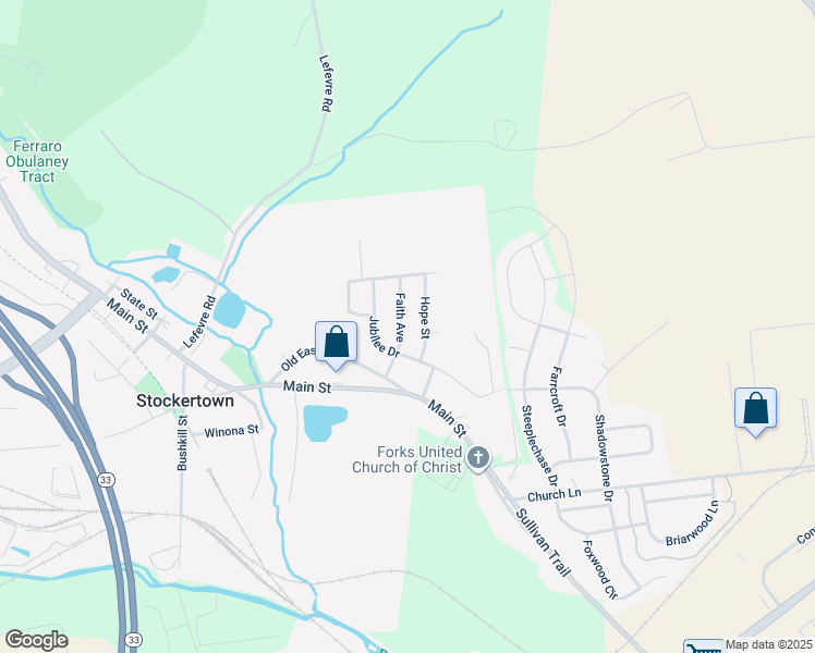 map of restaurants, bars, coffee shops, grocery stores, and more near 209 Faith Avenue in Easton