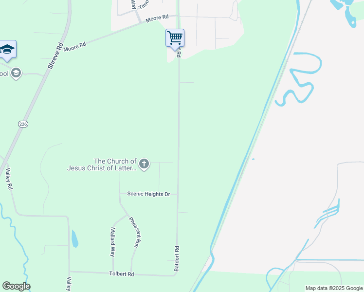 map of restaurants, bars, coffee shops, grocery stores, and more near 3492 Batdorf Road in Wooster