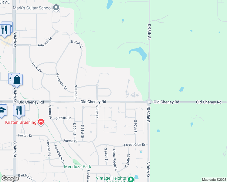 map of restaurants, bars, coffee shops, grocery stores, and more near 9414 Ravenwood Lane in Lincoln