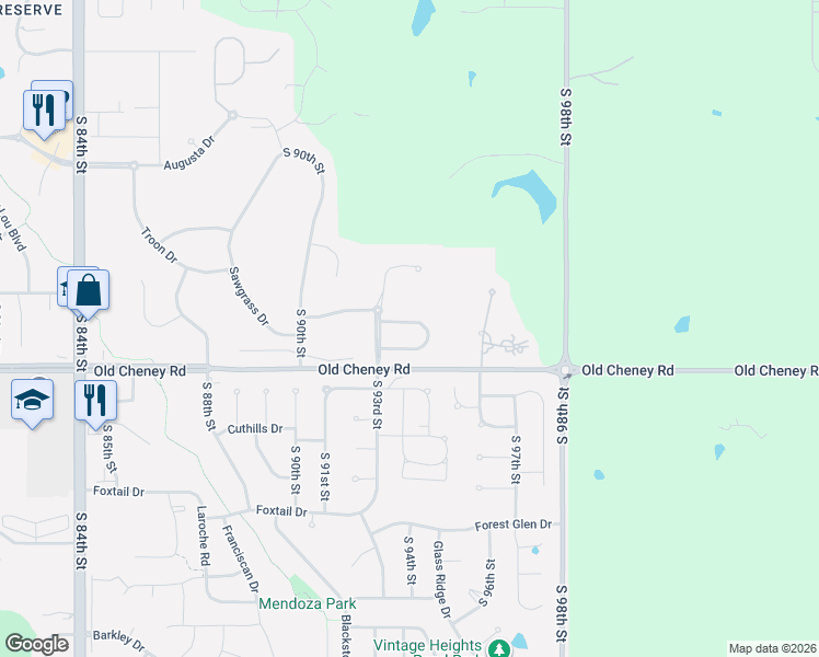 map of restaurants, bars, coffee shops, grocery stores, and more near 9414 Ravenwood Lane in Lincoln