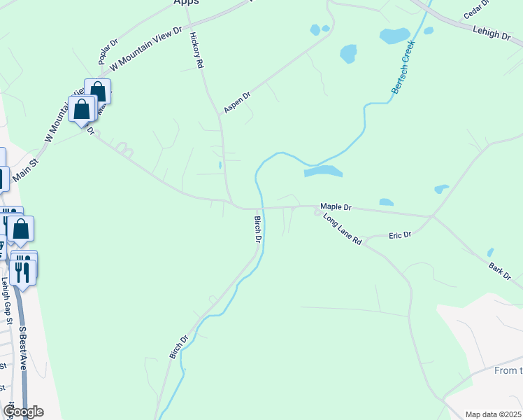 map of restaurants, bars, coffee shops, grocery stores, and more near 45 Walnutport Mobile Court in Walnutport